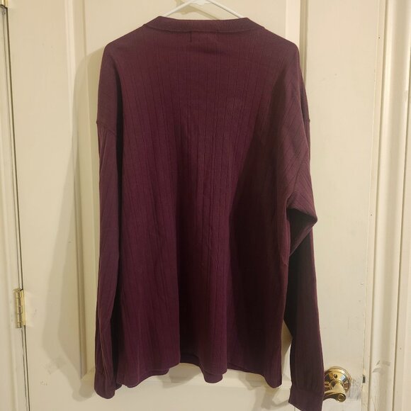 Eddie Bauer Men's Long Sleeves Sz Large Casual Henly Shirt Burgundy Made in USA - Picture 5 of 5